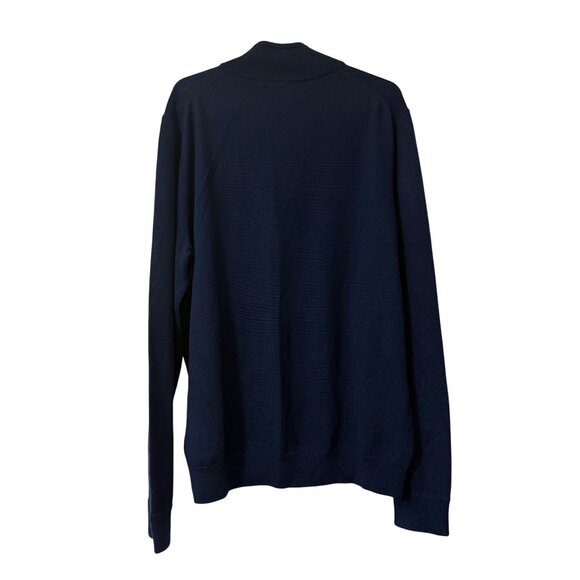 Nordstrom Navy 100% Merino Wool Washable 1/4 Zip Pullover Sweater Mens Large - Picture 4 of 5
